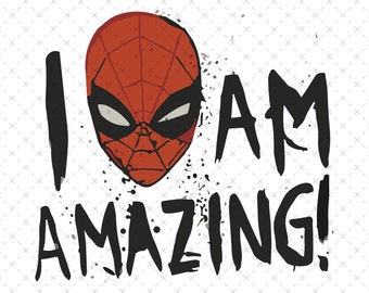 Spiderman I Am Amazing Svg, Superhero Digital Download, Retro Character Clipart Png Svg File