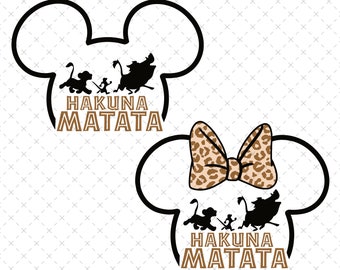 Hakuna Matata Lion King Svg Png, Mouse Ears Digitale Download, Familievakantie Shirt Print-bestand