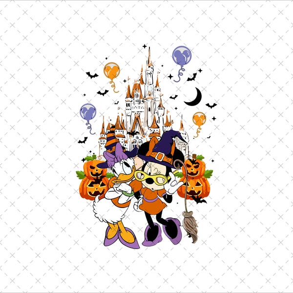 Vintage Halloween Minnie Daisy PNG, Mickey Friends Digital Download
