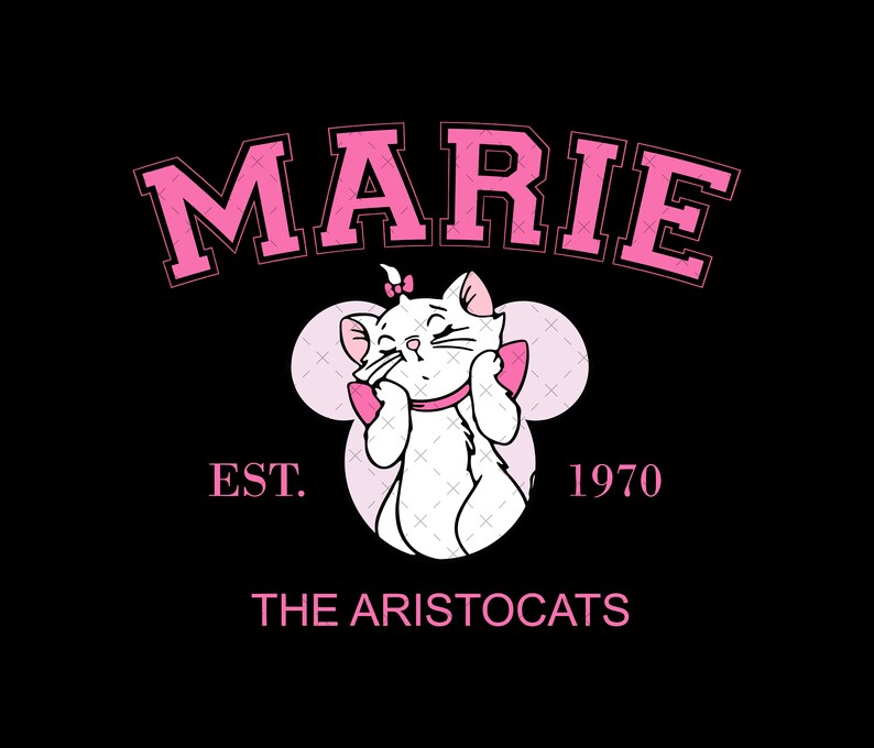Marie Cat Png, Aristocats Shirt Design, Instant Download, Sublimation File, Fan Art Tee Print image 2