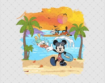 Mickey and Friends Beach Vacation PNG Sublimation Design (Digital Download)