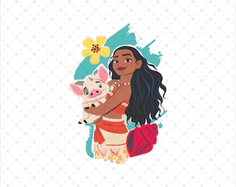 Retro Moana PNG SVG, Heihei, Pua (Digital File)