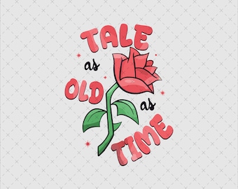 Retro Beauty and the Beast PNG, Tale As Old As Time (Digital Download)