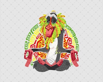 Meditating Rafiki Art, Colorful Lion King Design (Digital File)