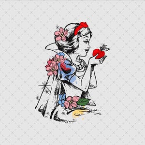 Snow White PNG, Floral Princess Shirt Design (Digital Download) image 1