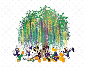 Mardi Gras Disneyland PNG, Mickey and Friends Family Group (Digital Download)