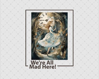 Alice in Wonderland PNG, Mad Hatter Digital Sublimation File