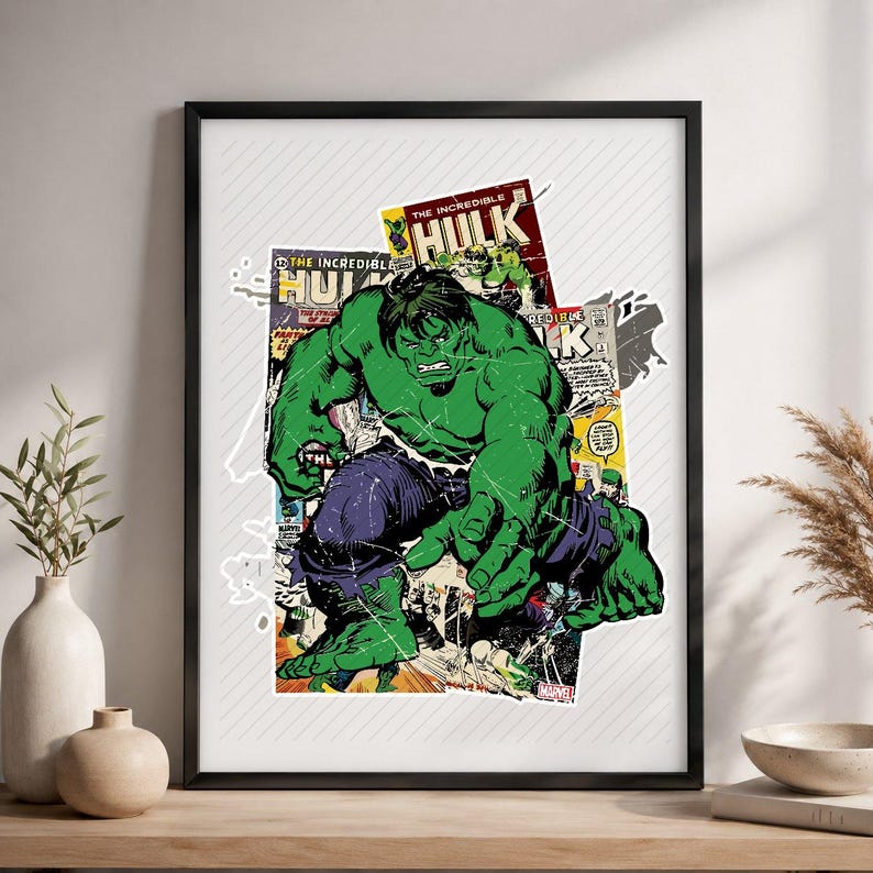 Retro Hulk Png svg, Comic Buch Superheld digitaler Download, Avengers druckbare Datei für Tshirts Tassen Poster Bild 3