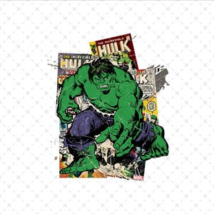 Retro Hulk Png Svg, Comic Book Superhero Digital Download, Avengers Printable File For Tshirts Mugs Posters image 1
