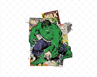 Hulk retro PNG SVG, descarga digital de superhéroe de cómic, archivo imprimible de los Vengadores para camisetas, tazas y pósteres