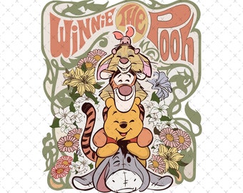 Retro Winnie The Pooh Family Vacation PNG, SVG (Instant Download)