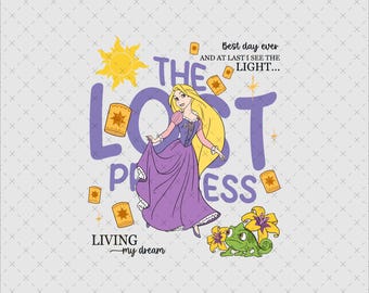 Retro Rapunzel Princess PNG SVG, Floral Design (Digital File)