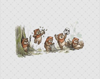 Forest Bear Warriors Clipart, Space Adventure Sublimation File (Digital Download)