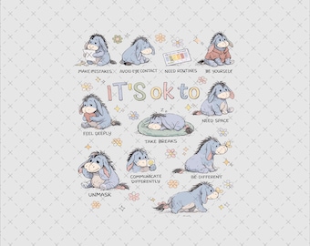 Eeyore It's OK To Be You Affirmation Art | Self-Love Mental Health Printable (Digital Download)