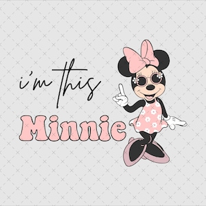 Retro Minnie Mouse SVG, familievakantie ontwerp (digitaal bestand) afbeelding 1