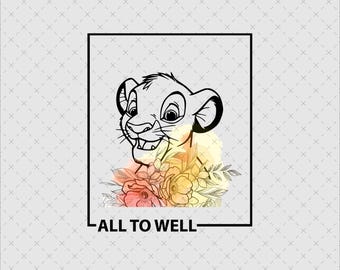 Lion King, Simba Floral Clipart, Shirt Sublimation PNG (Digital File)