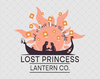 Retro Rapunzel Lanterns PNG SVG, Floral Princess Digital File