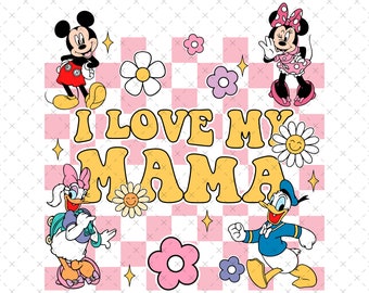 I Love My Mama PNG, Cartoon Mother's Day Design (Digital File)