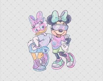 Mouse Duck Sporty Pastel Art, Sublimation PNG SVG File (Digital Download)