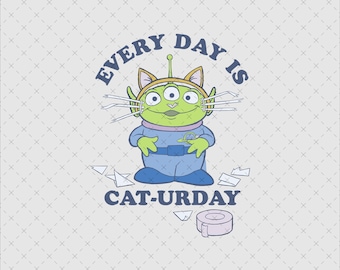 Toy Story Alien Cat Costume PNG, Instant Download Printable, Caturday Design For Shirts