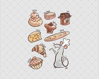Mouse Chef Food Clipart, Instant Download PNG SVG, Bakery Pastry Art, Shirt Sticker Print