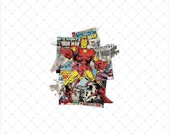 Retro Iron Man PNG SVG, Superhero Sublimation Design (Digital Download)