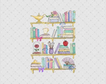 Retro Belle's Book Shop PNG, Beauty and the Beast Clipart (Digital Download)