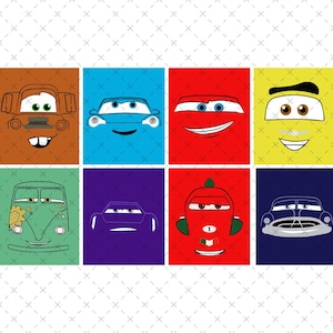 Cars Movie Face SVG PNG Bundle, Cricut, Lightning McQueen (Digital Download)