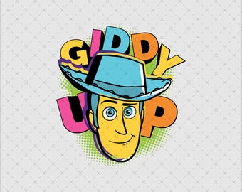 Woody Giddy Up Clipart, Colorful Cartoon Character Design, Instant Download PNG SVG