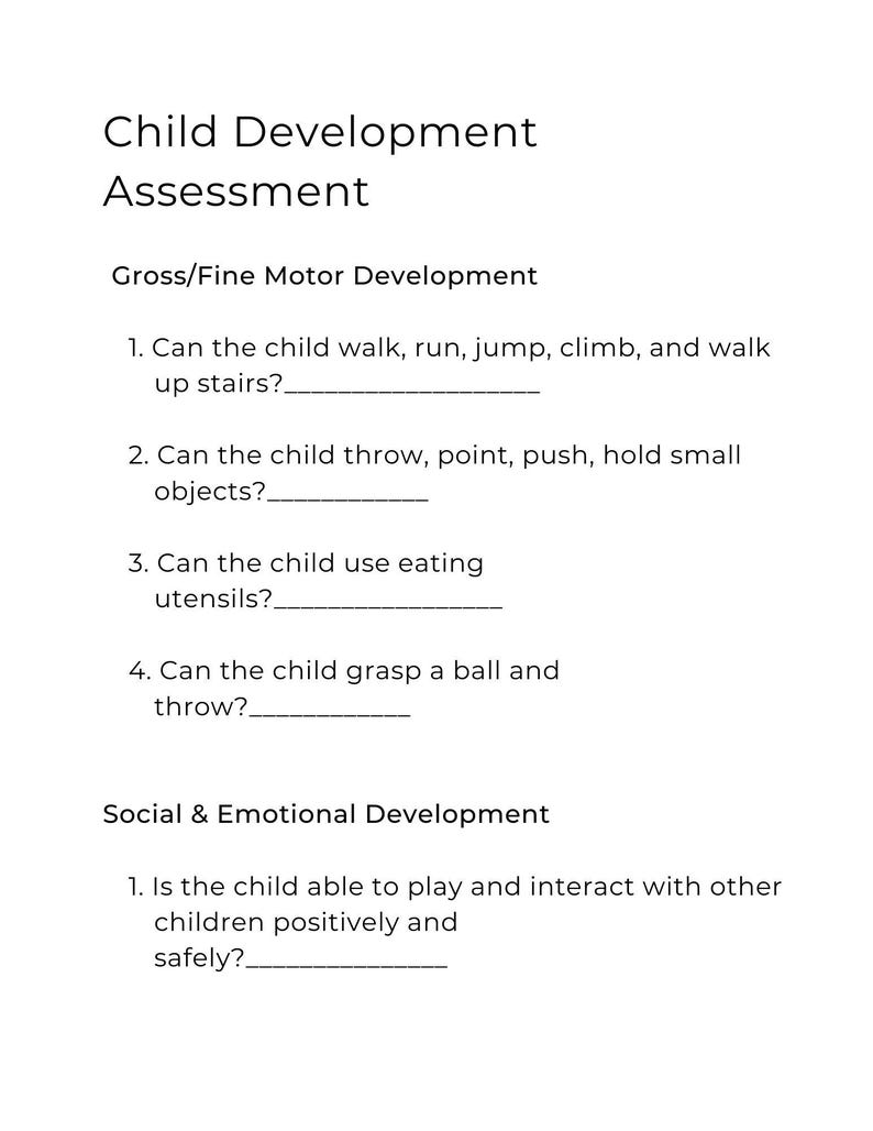 Child Development Assessment - Etsy
