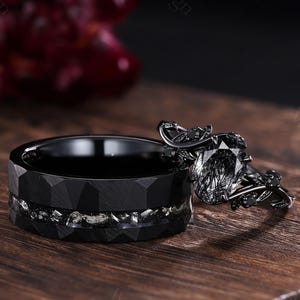 Bagues pour couple en quartz rutilé noir pour lui et pour lui