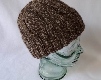 World War 2 Classic No. 212 beanie, WW 2 beanie brown tweed, natural wool mens hat