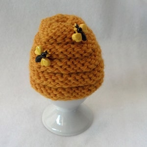 Egg Cozy Egg Cosy Egg Warmer - soft boiled egg wool cozy - beehive, bee hive in gold wool