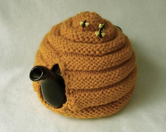 Hand knitted Bee Hive Teapot Cozy  Bee tea cosy, tea accessories wool cosy - beehive cosy large in wool