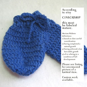 Crochet Willie Warmer for men - medium blue denim, mature