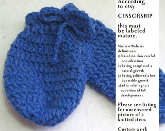 Crochet Willie Warmer for men - medium blue denim, mature