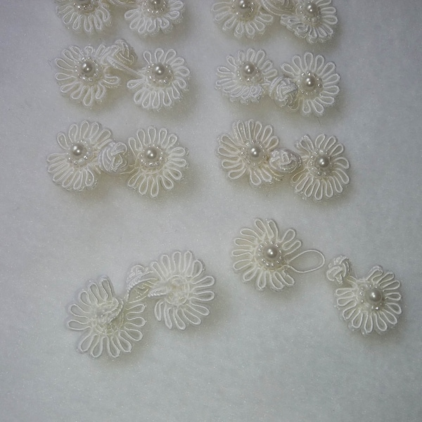 10 Frog Closure sets - Flower soutache braided trim