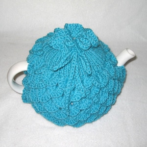 Teapot Cozy Tea pot cozy, tea accessories wool cozy Crocodile stitch -  aqua wool