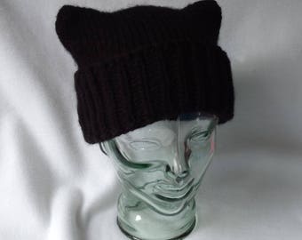 Pussy Kitty Cat Hat beanie black large to medium size