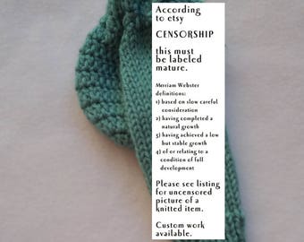 Aqua Tubular Open End Willie Warmer Penis Cozy - knit and crochet willy warmer. Made on order -mature