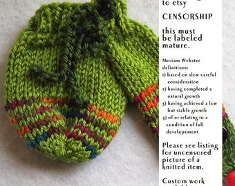 Trouser Snake willie warmer, green ,  willy warmer or penis cozy , a knitted accessory for men , Made on Order -mature