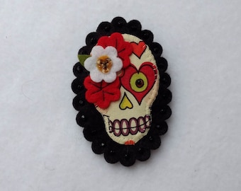 Pins & Clips Clothing & Shoe Clips Day of the Dead Skull and Black Lace Shoe Clips Halloween Party La Catrina pair Jewellery Brooches - Dia de Muertos Gothic 