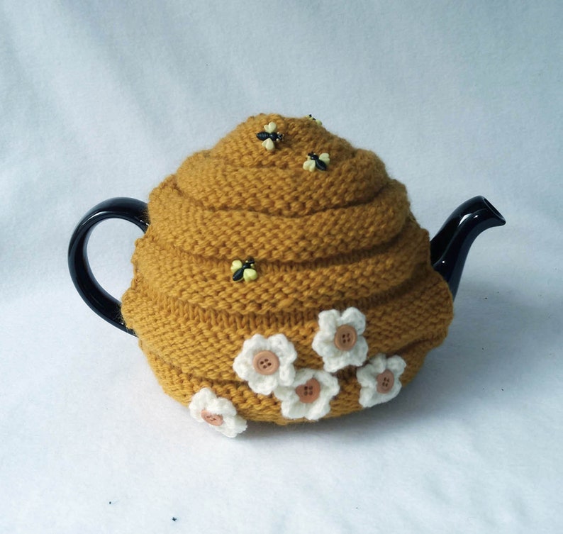 Bee Hive Teapot Cozy tea cosy, tea accessories wool cosy beehive cosy large in wool image 1