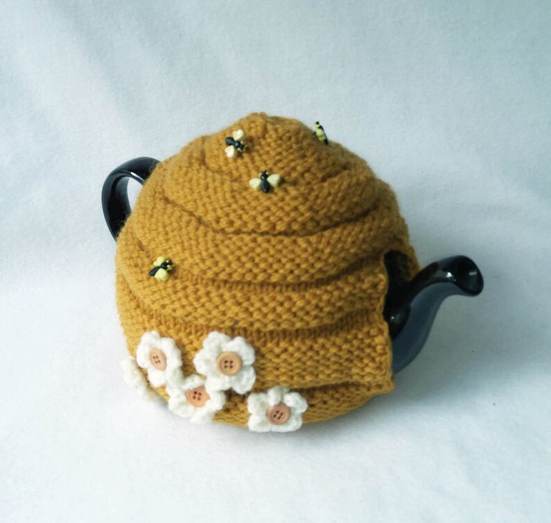 Bee Hive Teapot Cozy tea cosy, tea accessories wool cosy beehive cosy large in wool image 7