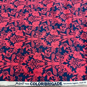 SALE 3 yards - COLOR BRIGADE by Jennifer Pagenelli - Jeanine - Pink Blue  Damask Print Cotton Fabric Quilting Sewing Patchwork Home Decor