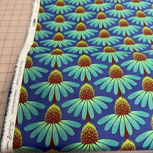 Echinacea - Sea || Love Always, AM Cotton Lawn, Anna Maria Horner || Cotton Voile Fabric - 54 inches wide -priced by the yard