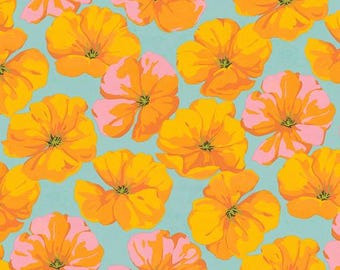 California Poppy - Orange || Nation of Flowers by Martha Negley - Printed Cotton Quilter’s Apparel Fabric by the yard