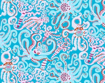 Octopus - Turquoise || Stash Brandon Mably for the Kaffe Fassett Collective Cotton Fabric by the Yard