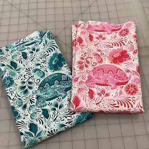 2 FQ Bundle - Tula Pink BESTIES -  No Rush Blossom Bluebell Print Cotton Fabric fat quarter