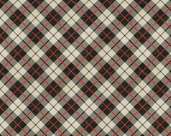 Holiday Plaid - Neutral || Christmastime Tim Holtz Eclectic Elements - Cotton Fabric by the Yard
